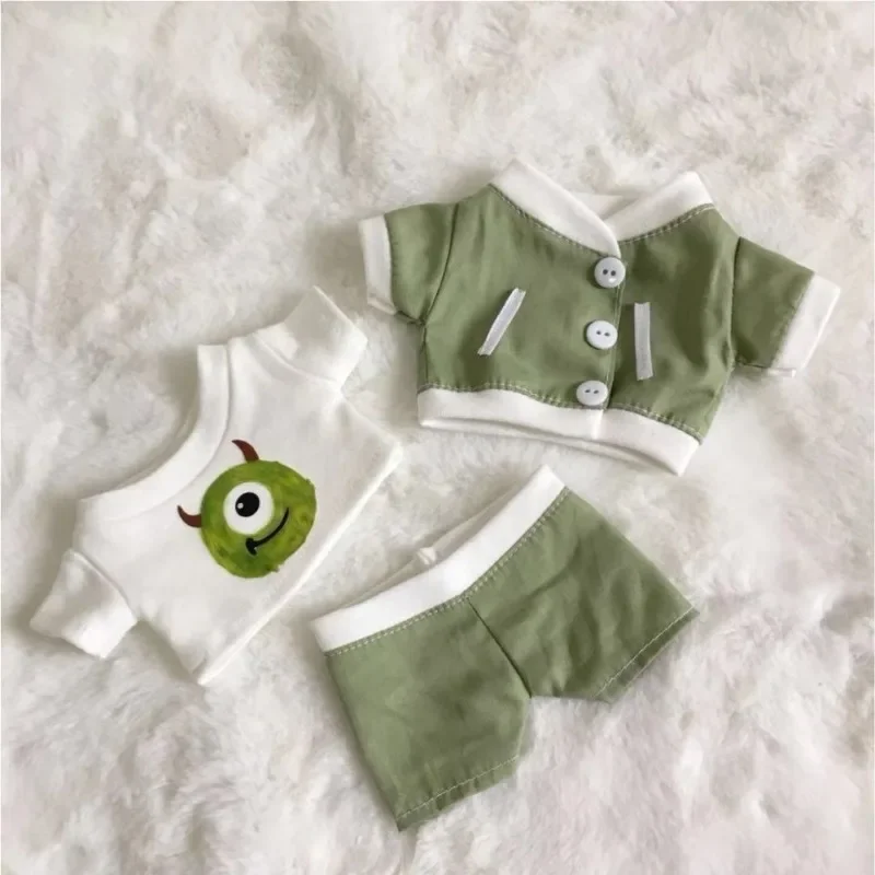 15cm 20cm Cute Green Little Monster Set Baby Clothes Star Doll Suitable Doll Clothes 4
