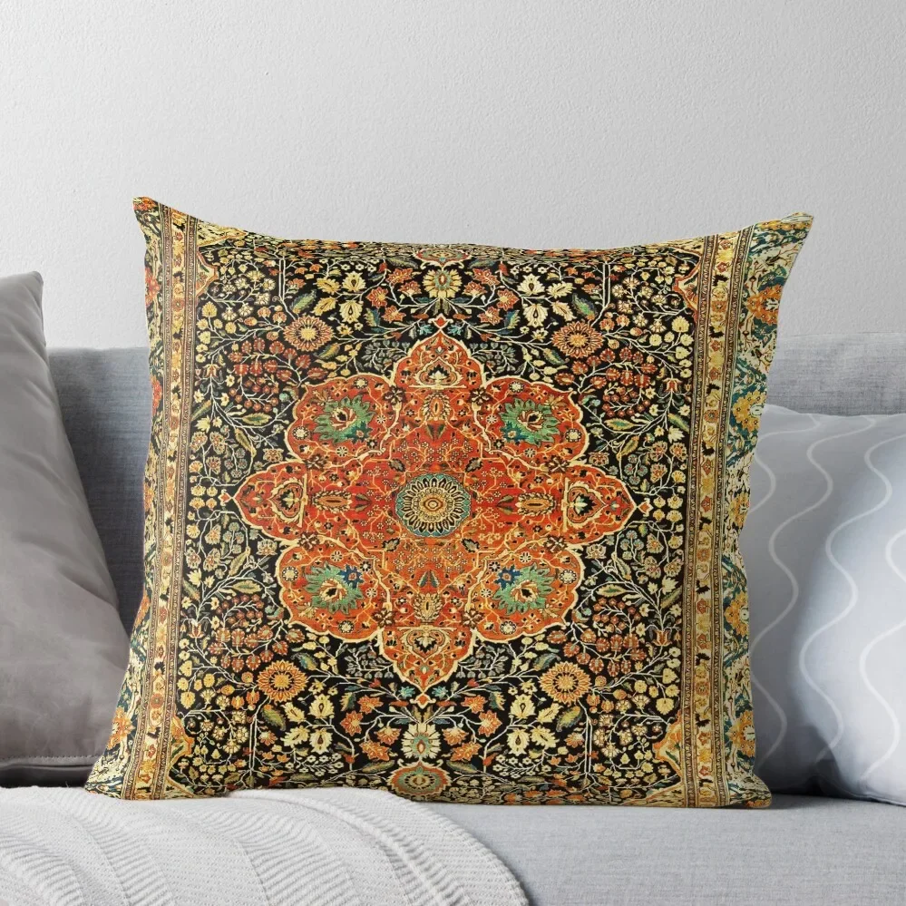 

Antique Persian Mohtashem Kashan Rug Print Throw Pillow Custom Cushion Photo Ornamental Pillow Couch Pillows