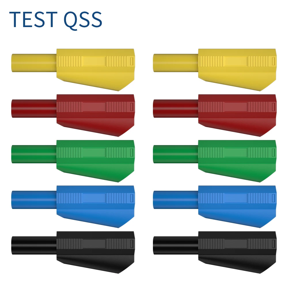QSS 10PCS 4MM Banana Stecker Sicherheit Mantel Stapelbar Draht Solder Stecker DIY Elektrische Werkzeuge Q.10042