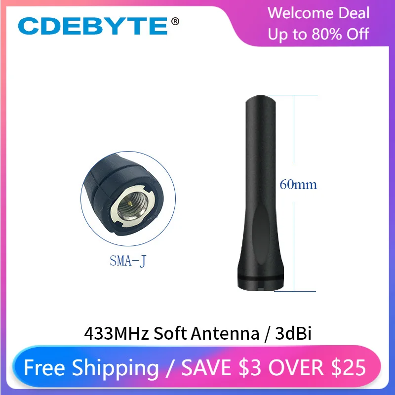 CDEBYTE SMA-J 안테나와 LoRa 모듈의 워키토키 ModemTX433-JZR-6, 433MHz 3.0dBi 와이파이 안테나와 무지향성 6cm 안테나 5개 CDEBYTE SMA-J 안테나와 LoRa 모듈의 워키토키 ModemTX433-JZR-6, 433MHz 3.0dBi 와이파이 안테나와 무지향성 6cm 안테나 5개