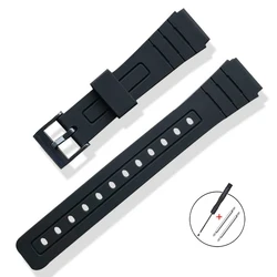 Silicone Watch Strap, 16mm & 18mm - Versatile Replacement Band with PU Resin Bracelet - 18mm (Black - Black)