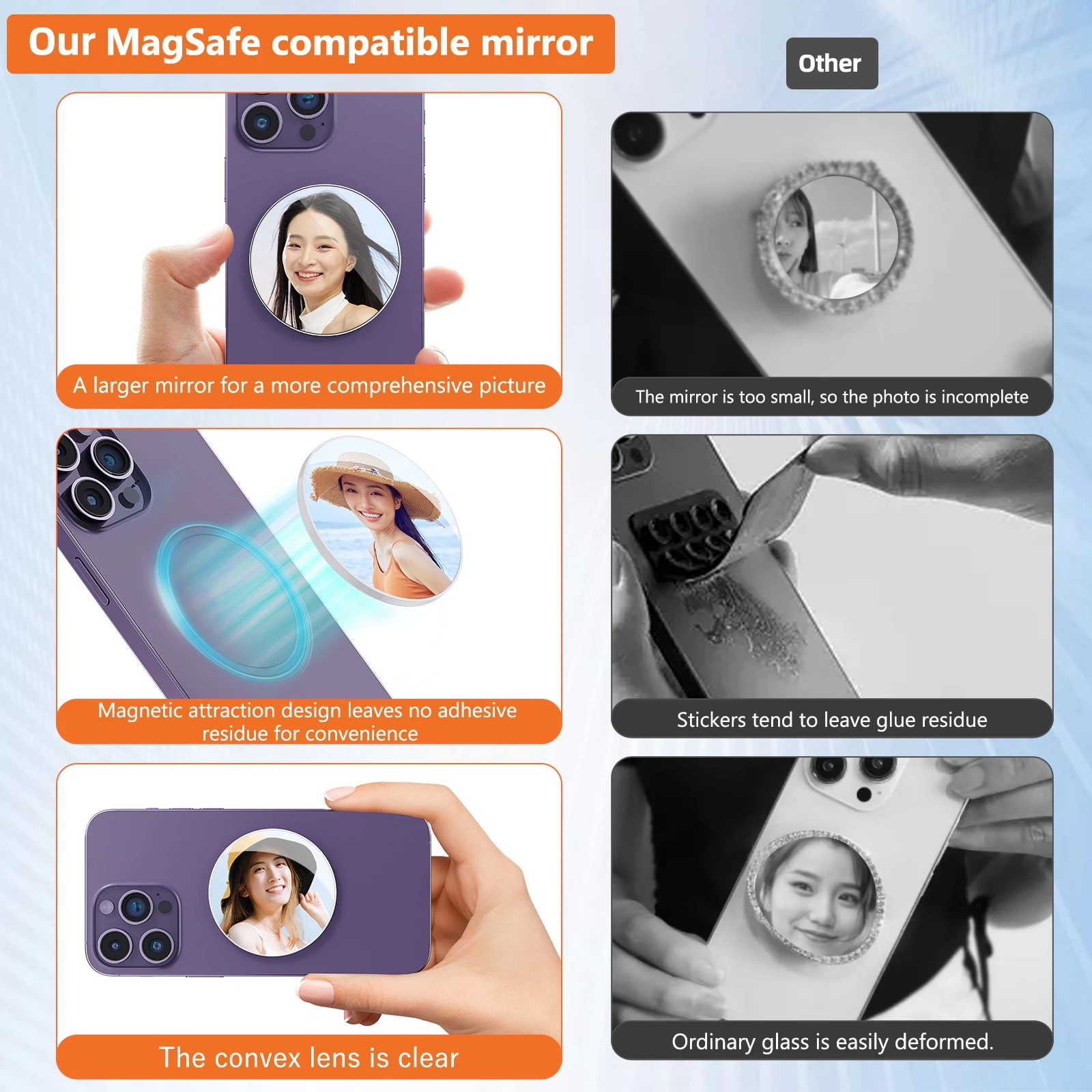 PULUZ Mobile Phone MagSafe Magnetic Makeup Mirror Rear Camera Video Selfie Mirror