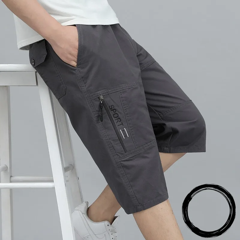 Y2k Trousers Shorts Man Breeches Cotton Loose Quarter Beach Sweatpants Summer Casual Oversized Fashion Multiple Pockets Pants