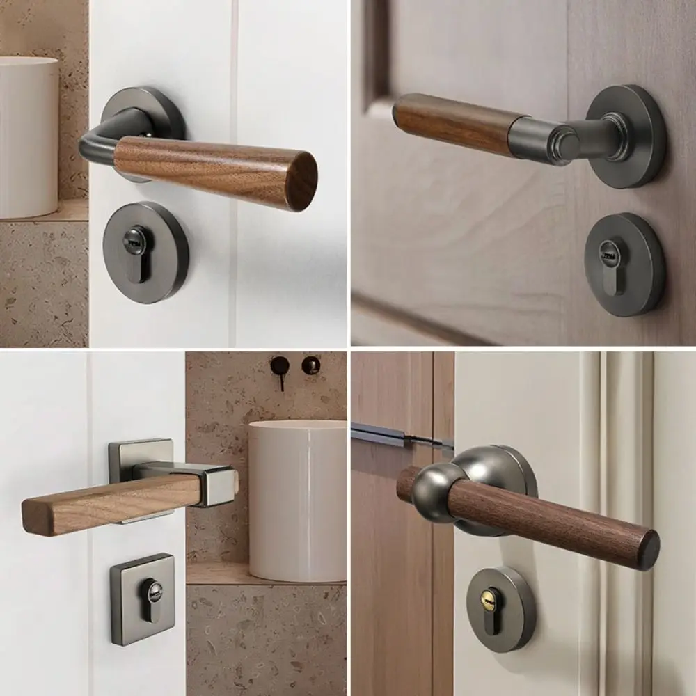 Aluminum Alloy Door Lock Magnetic Wood Grain Magnetic Lock Split Locks Easy Installation Doors Handle Wall Mounted