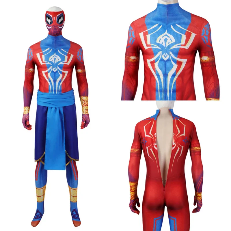 

India Pavitr Prabhakar Cosplay Zentai Spider Costume for Men Jumpsuit Bodysuit Across Verse Halloween Carnival Party Role Play