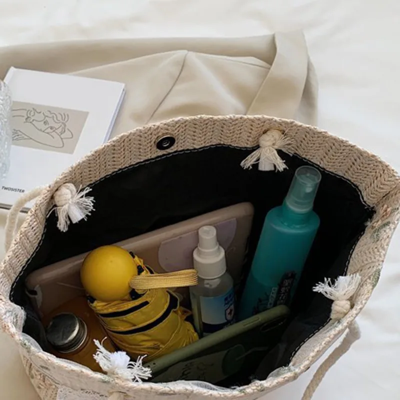 See48897258f54f6ba06f9ee1efcc6d3ee Fashion Woven Handbags For Women All-Match Women's Bag Portable Bucket Bag Luxury Designer Handbag Summer Picnic Bags Mallzona