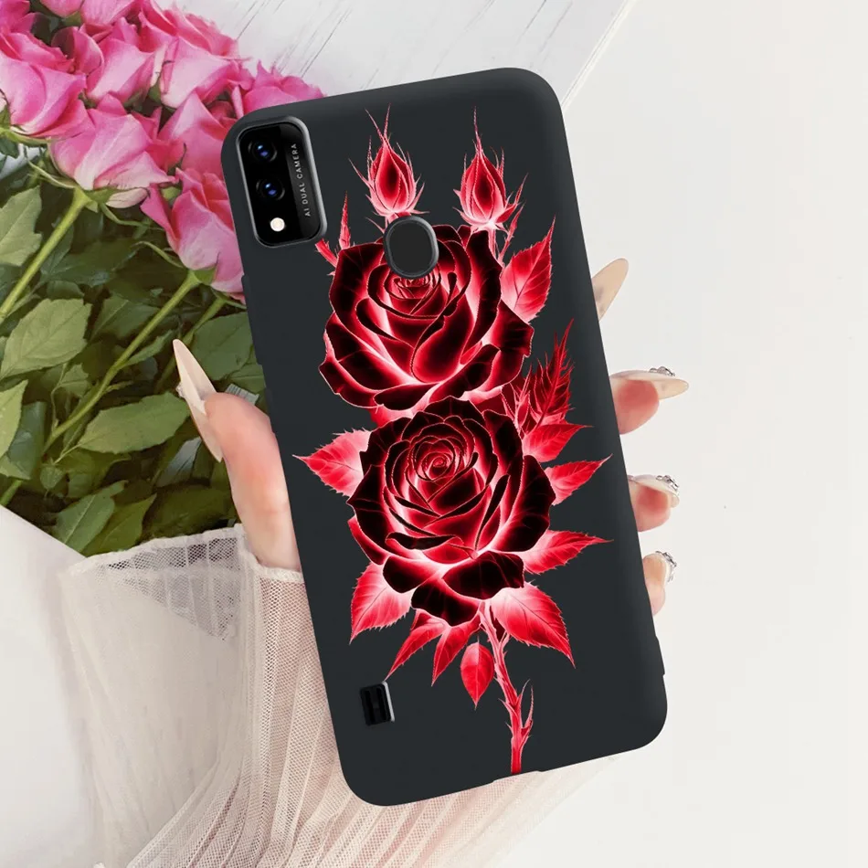Charming Floral Butterfly Cat Black Silicone Phone Case