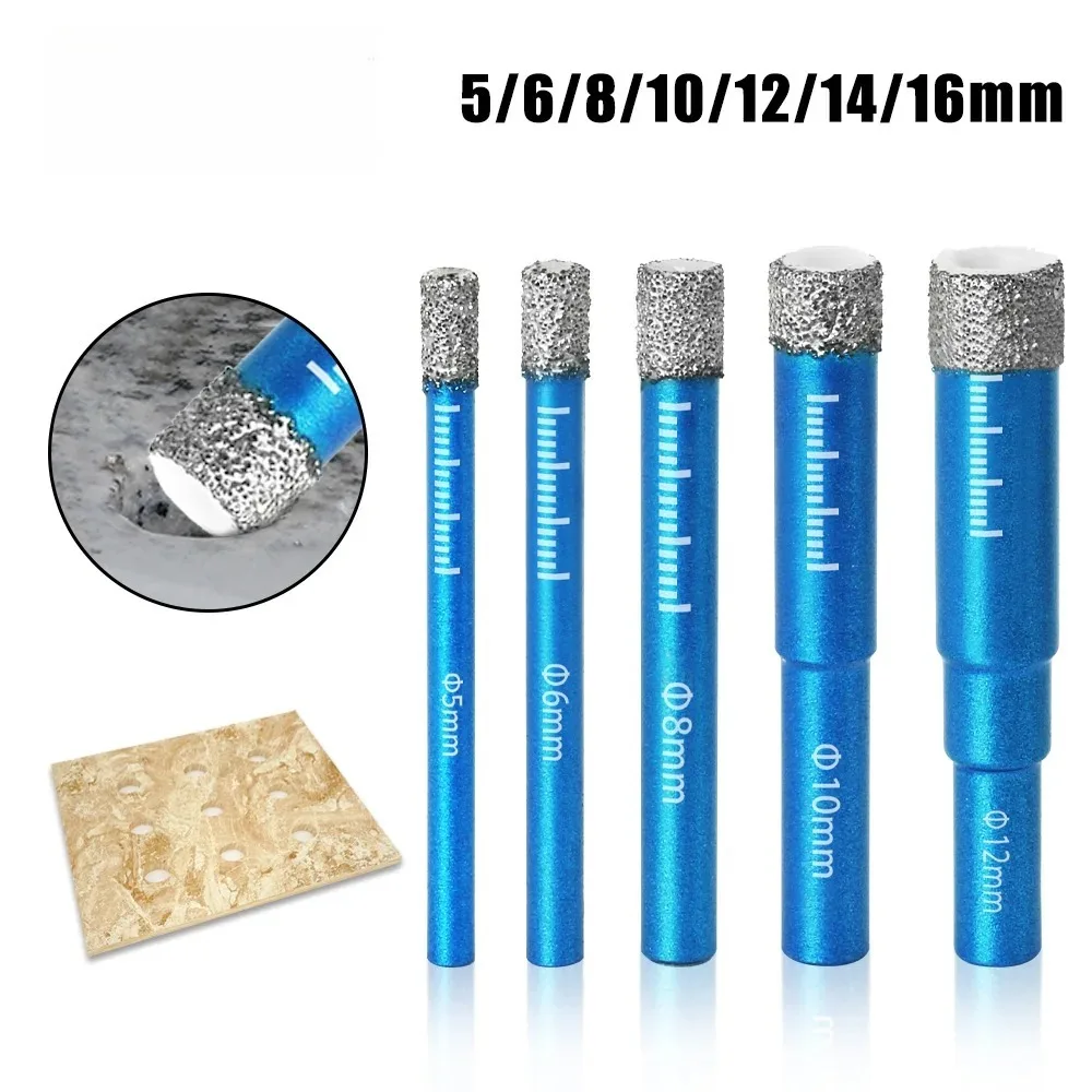 Scie cloche diamantée brasée à sec 5-16mm à queue ronde, coupe-carreaux en céramique, ouvre-trou professionnel pour marbre et granit 1 Scie cloche diamantée brasée à sec 5-16mm à queue ronde, coupe-carreaux en céramique, ouvre-trou professionnel pour marbre et granit 1