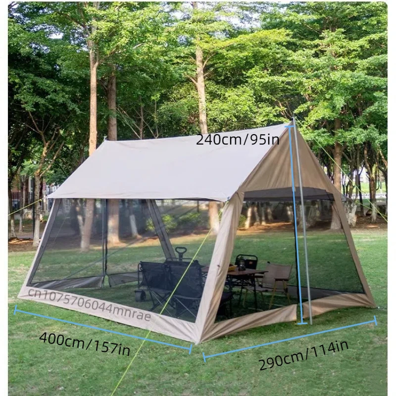 Outdoor Mesh Canopy Tent, Camping Mosquito Net Coated with Silver for Sun Protection, Windproof and Rainproof, Portable Camping