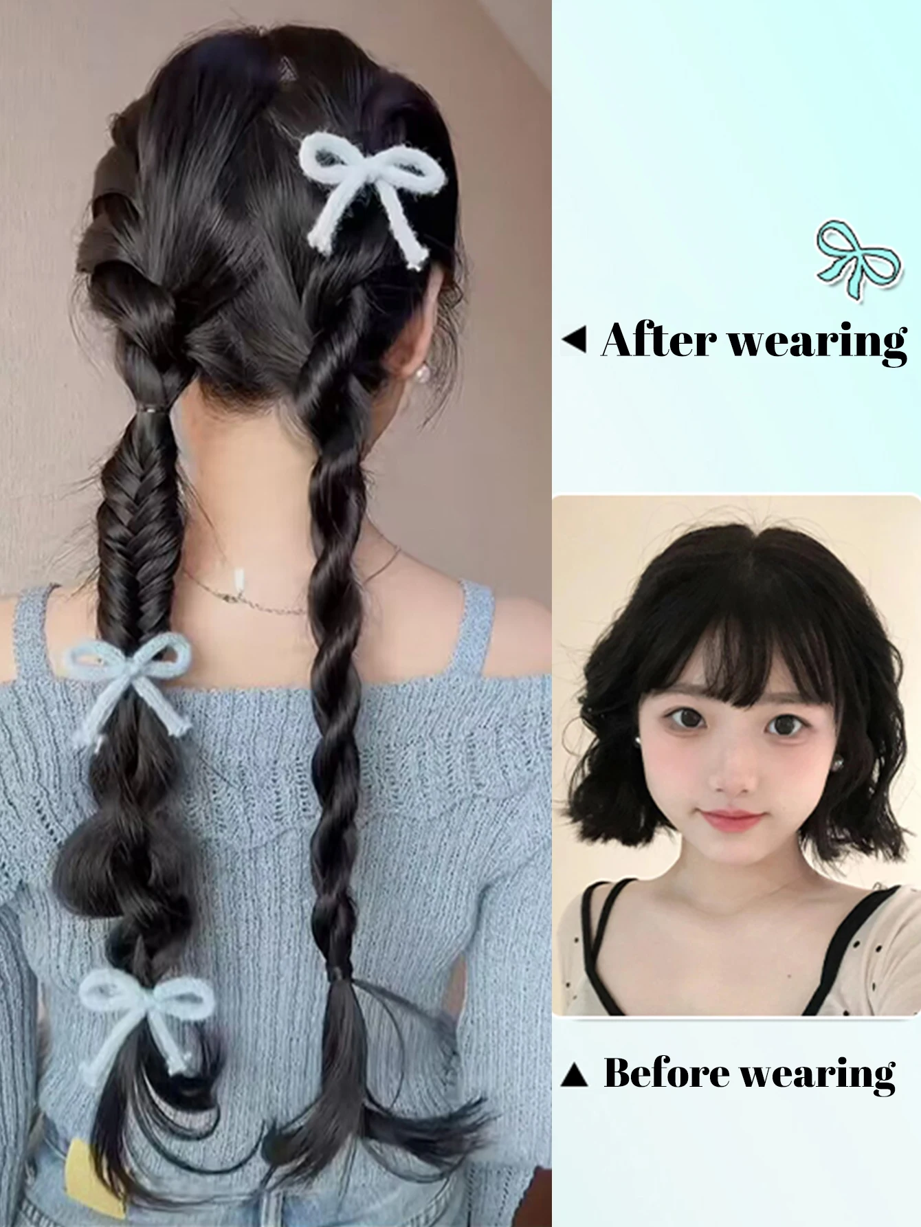 Synthetic Hair Long Twist Braid Extensions Colorful Ponytail