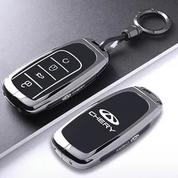 Sleek Zinc Alloy Key Case with Keychain - Premium Car Accessory Cover for Key case  Chery (F3 Black 1 piece)