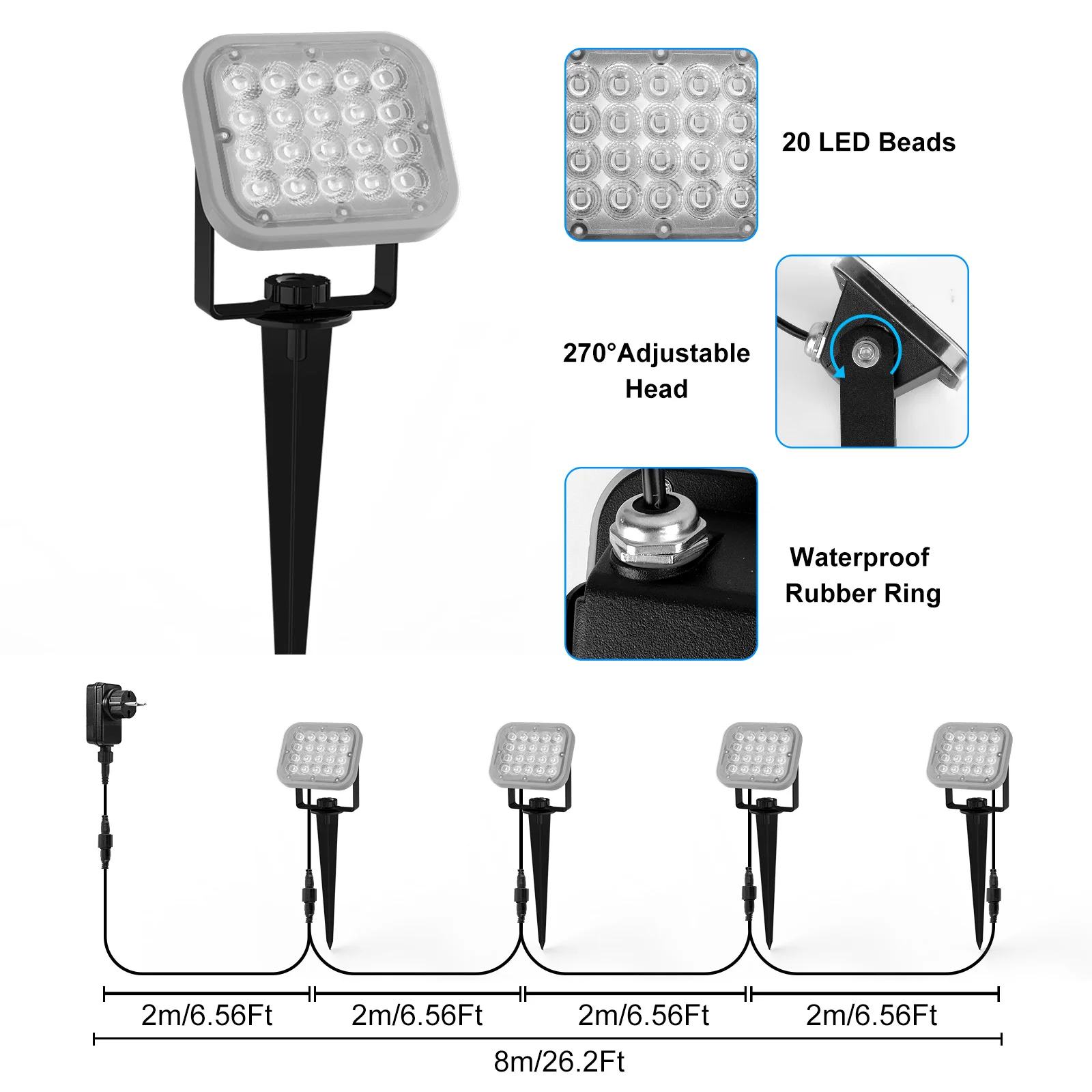 EU/UK/US Plug RGB Bluetooth App Controlled Outdoor LED Landscape Lamp IP65 Waterproof Garden Lights Lawn Lamp Path Spotlights
