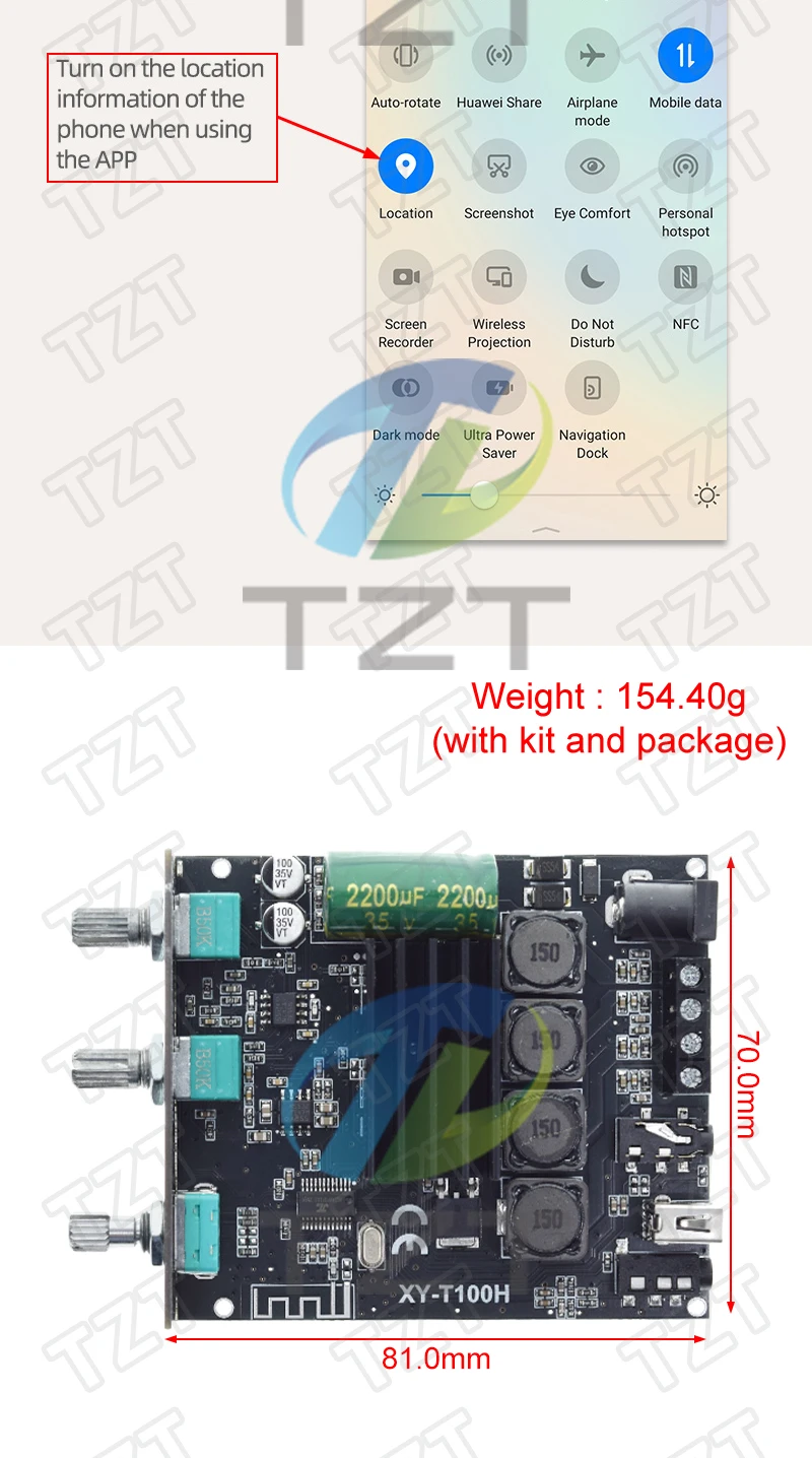 100W + 100W TPA3116D2 Bluetooth 5,0 Power Subwoofer Audio Verstärker Bord Heimkino HIFI Stereo audio verstärker AMP T100H AUX – Detail 12
