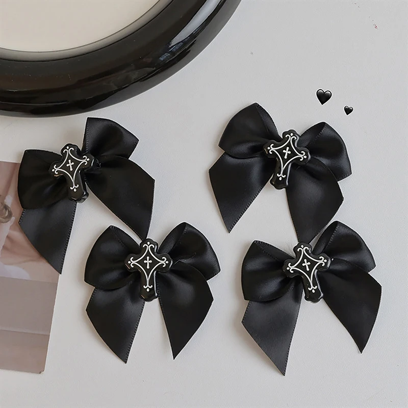 

Halloween Black Bowknot Cross Hairpin Y2k Lolita Gothic Fashion Punk Hair Clips Party Hair Accessories Decoration Gifts