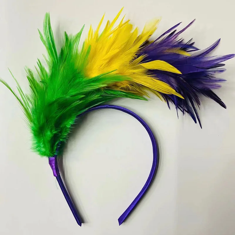 1PC Feather Headband Flapper Burlesque Dance Performance Hair Band Halloween Christmas Festival Party Headpiece Hair Accessories