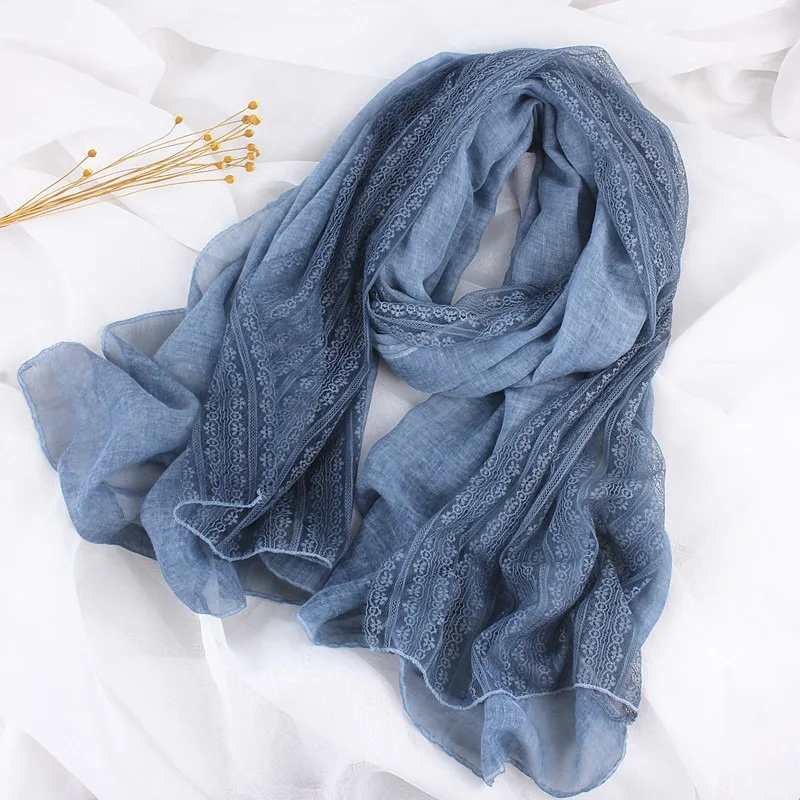 VREOVOR-bufanda coreana de retales de encaje para mujer, chal de seda de Color sólido, estilos versátiles, fino y largo, para invierno