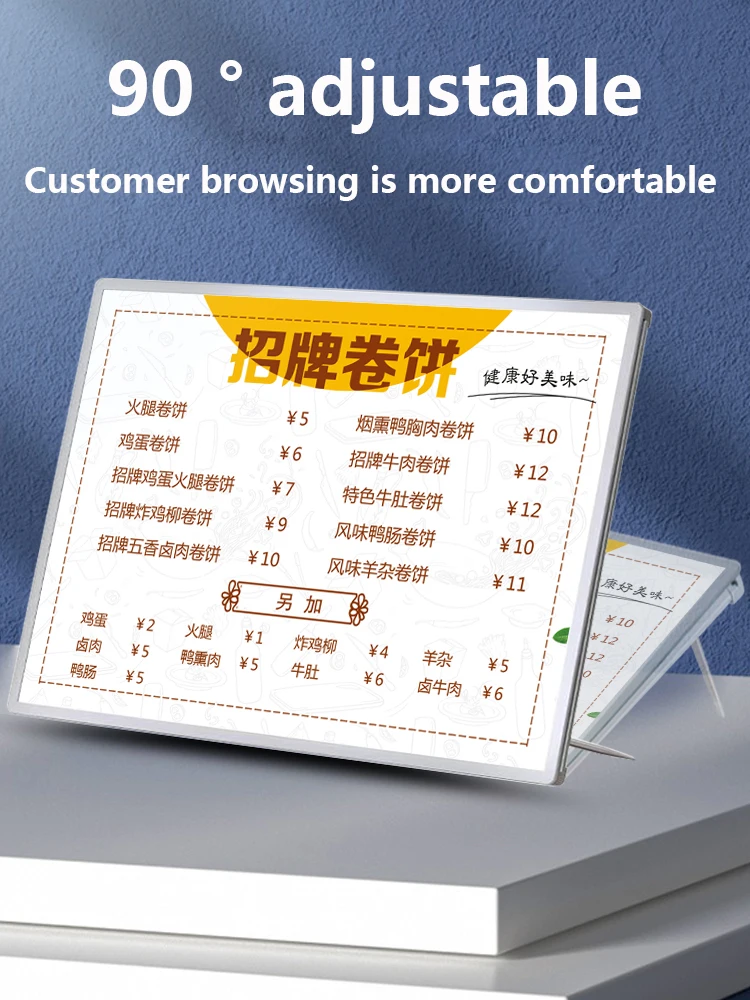 A4 맞춤형 필름 LED 조명 광고 상자 상점 메뉴 벽걸이 형 빌보드 용 슈퍼 밝은 슬림 클립 포스터 프레임