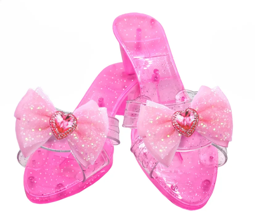 Girls Sparkle Princess Shoes Non-toxic Antislip Role Play Heels for Girls Kids Pretend Play Dress Up Toys (Pink/Purple/Blue) doll shoes princess pretend toys