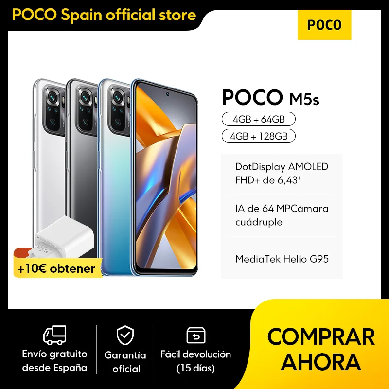 POCO M5s, pantalla táctil AMOLED de 6,43 "FHD, cámara cuádruple, selfie Ultra claro de 13MP, Helio G95 MediaTek, oficial| | - AliExpress