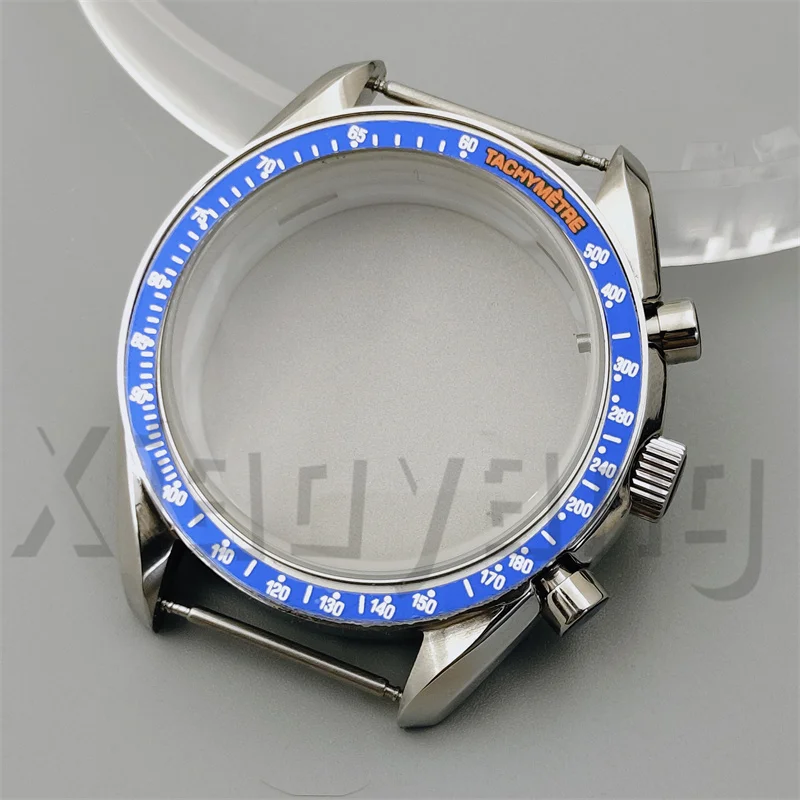 Silver Watch Case with Blue, Green, and Black Insert and Coated Glass - Quartz Chronograph Movement, Steel Bracelet, 40mm