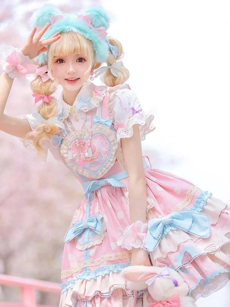 【シュガーガール】シュガーケーキロリィタドレス3点セット ミントグリーン 甘ロリ シュガーガール】シュガーケーキロリィタドレス3点セット ミント