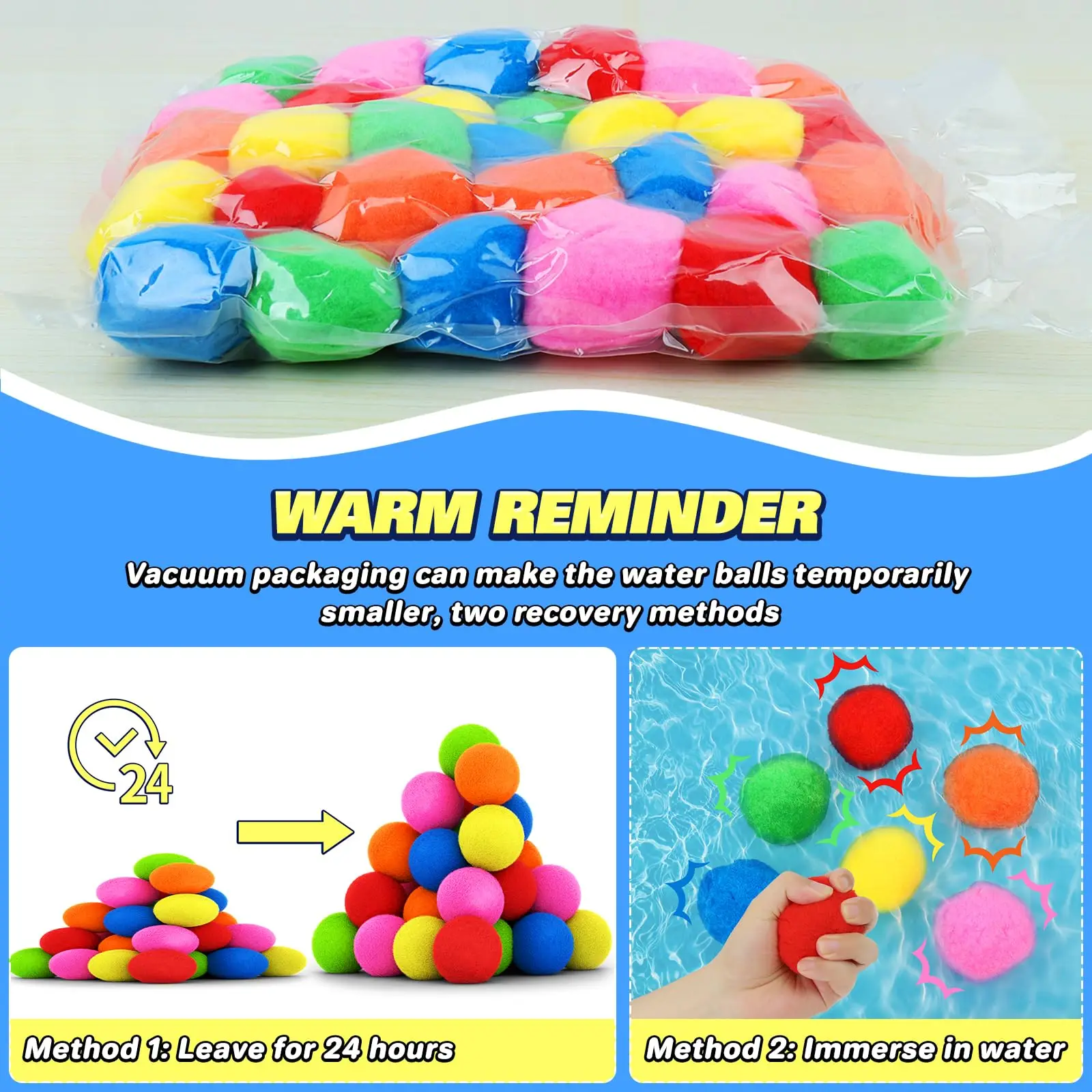 60 Pcs Cotton Water Balls Reusable Water Balloons for Kids Outdoor Games Toy Summer Water Bombs Play Splash Balls for Pool Beach 4