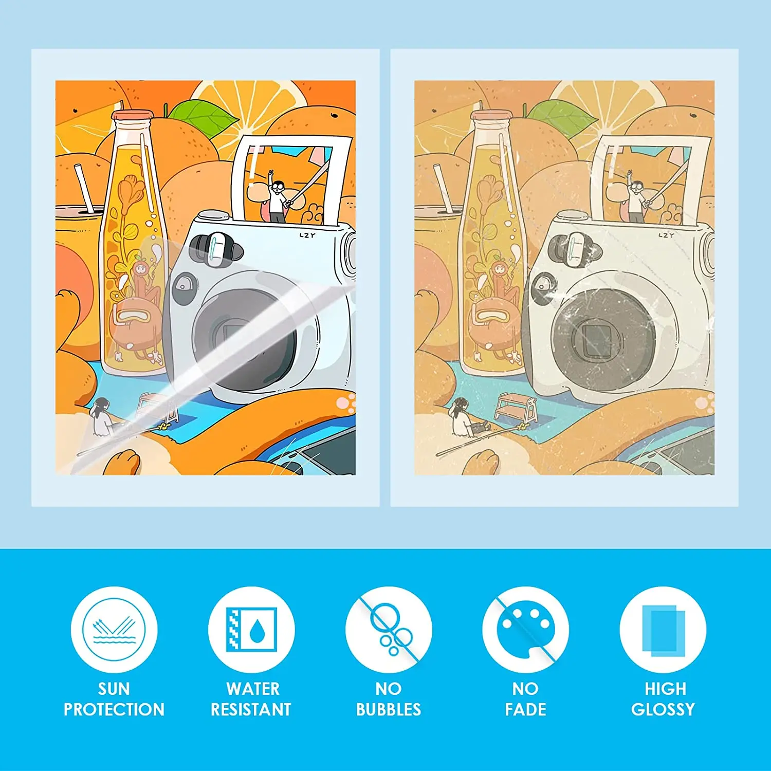 Self-Adhesive Laminating Sheets 20 Sheets 9X12inch No Machine Needed Clear Transparent Waterproof Vinyl Sticker Paper HTVRONT