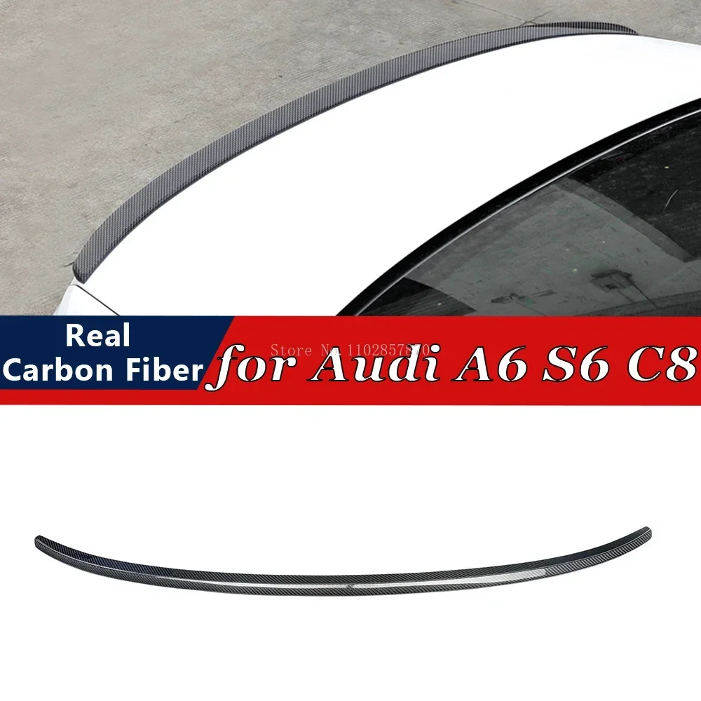 

For Audi A6 C8 S6 2019-2023 Sedan Real Carbon Fiber Rear Spoiler Bumper Lip Trunk Wing Boot Spoiler Body Kits Exterior Parts