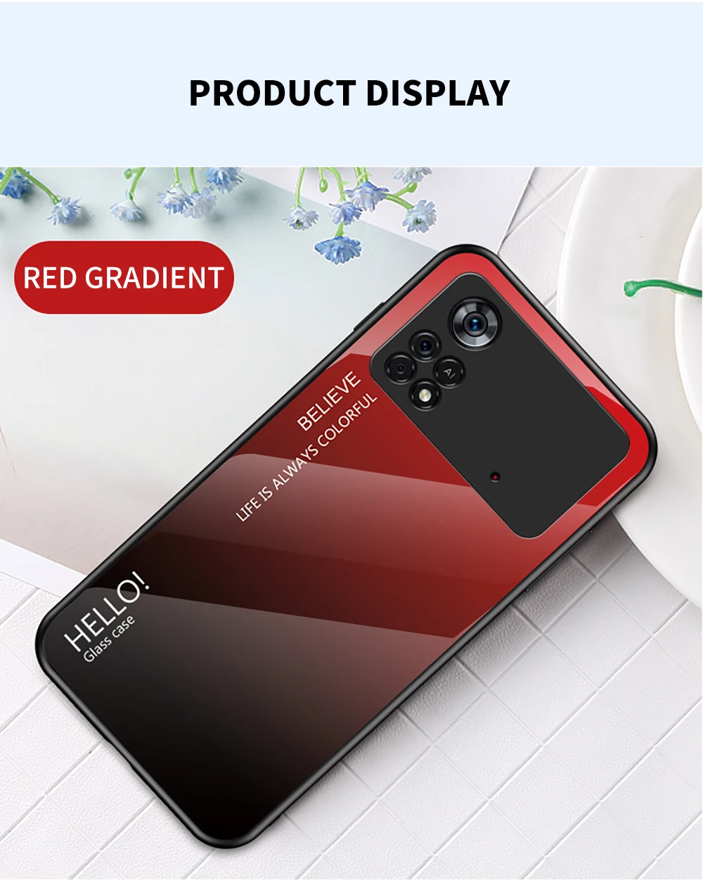 Роскошный чехол для POCO M4 Pro, закаленное стекло, градиентная задняя ...