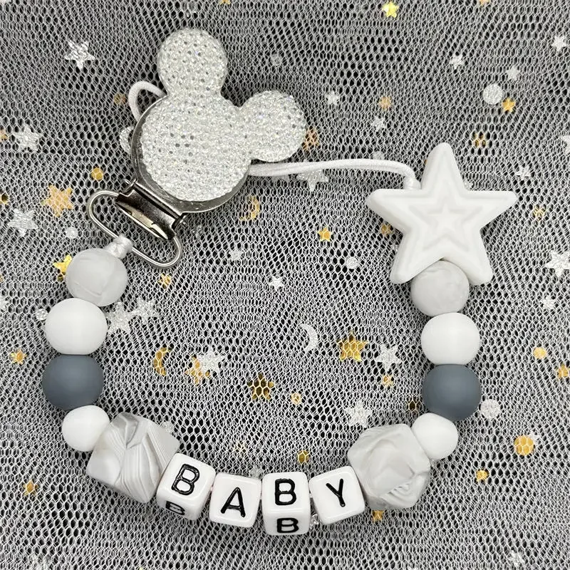 Baby teether handmade personalized name pacifier clips holder chains silicone pacifier chain clips baby teething chain gift pacifier clip pacifier chain pacifier accessories