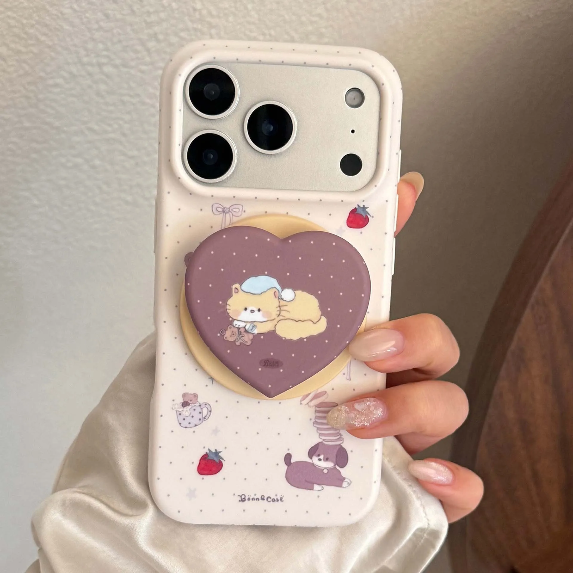 Adorable Cartoon Magnetic Stand Holder with Cute Animal Design Phone Case