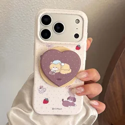 Adorable Cartoon Magnetic Stand Holder with Cute Animal Design Phone Case - iPhone 15 (With stand holder)