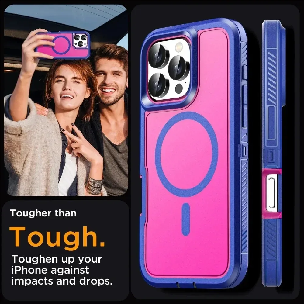 Premium Heavy Duty Magnetic Armor Case with Anti-Slip Grip and Charging Protection