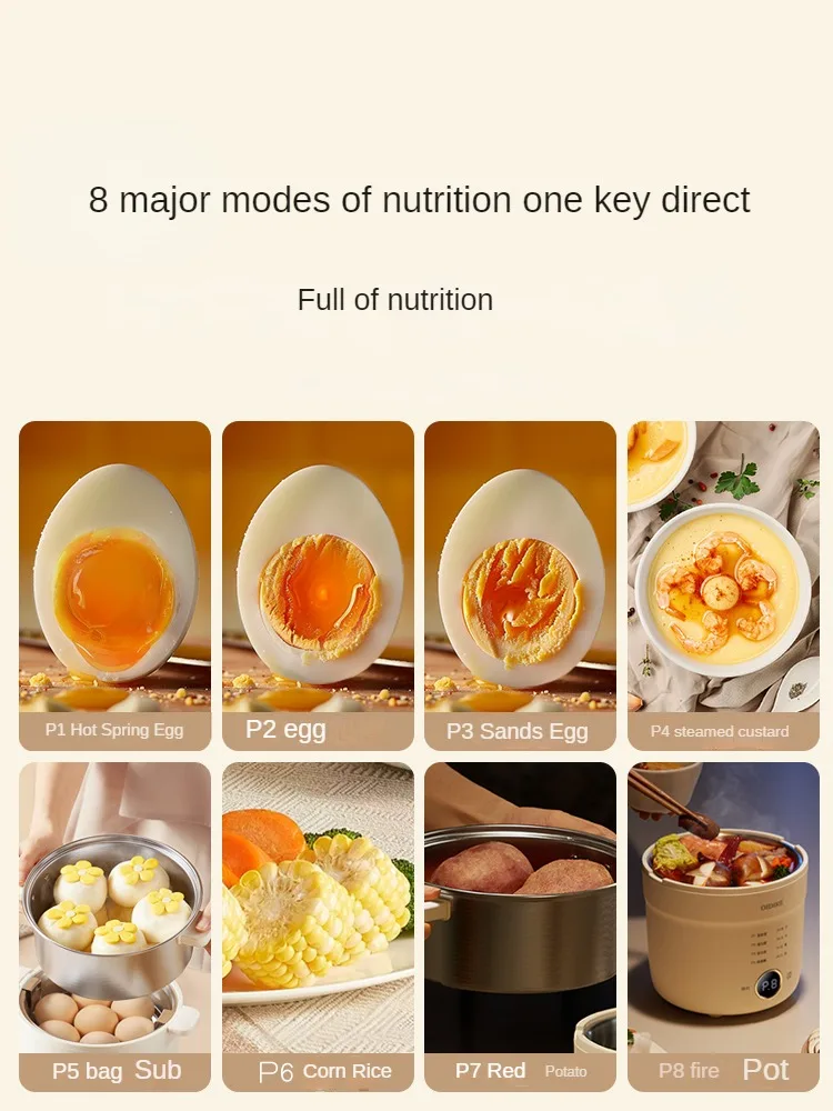 220V Household Electric Egg Boiler Home Food Egg Steamer Stainless Steel Inner Auto-off Function for Breakfast with Reservation