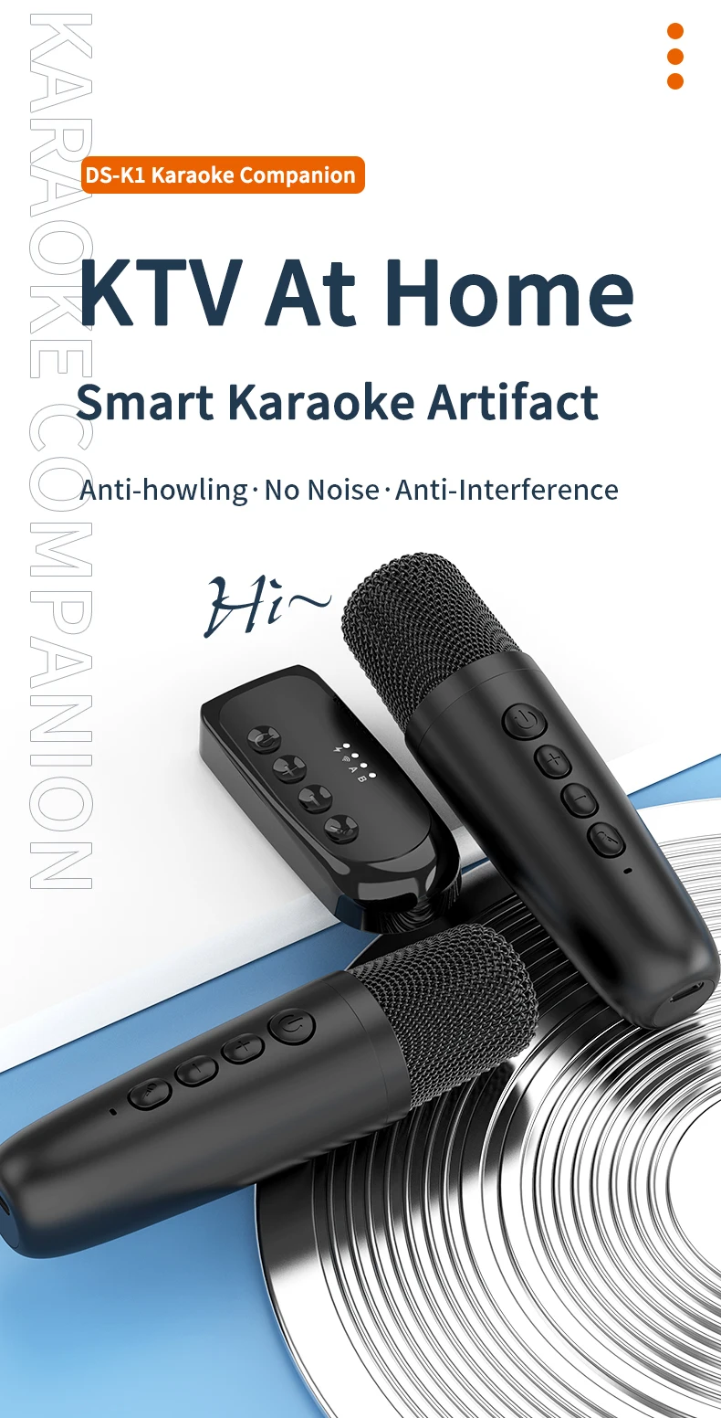 Description Picture 2 of itemVAORLO DSK1 Original Bluetooth Wireless Moving-Coil Microphones Karaoke Companion KTV DSP Mixer For Wired Speaker/PC/TV/Car Kit