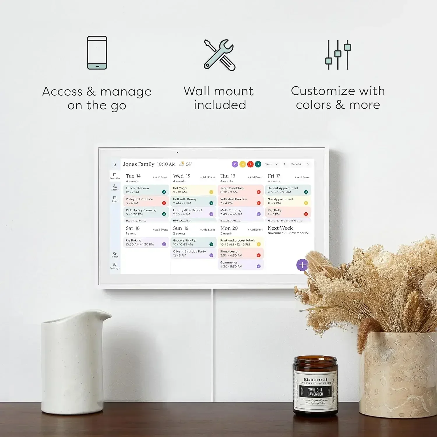 NEWYES Digitaler Kalender 10,1 Zoll – WLAN Familienplaner & Fotorahmen, 32GB, Touch, App Mit Google/iCloud Sync