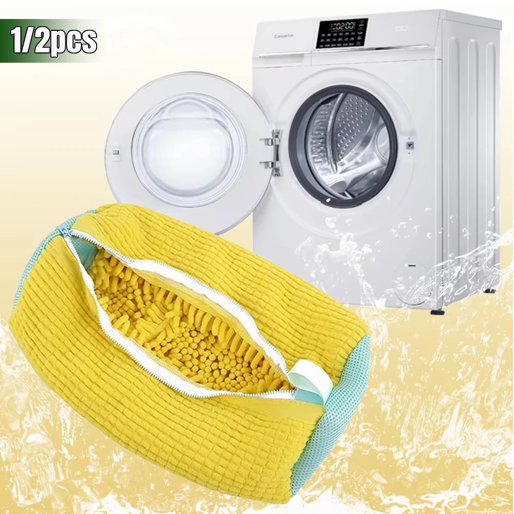 1 2pcs Shoe Washing Machine Bag Padded Net Laundry Shoes Protector Fluffy fibers Polyester Sneaker Friendly Washing Drying Bags shoe washing bag