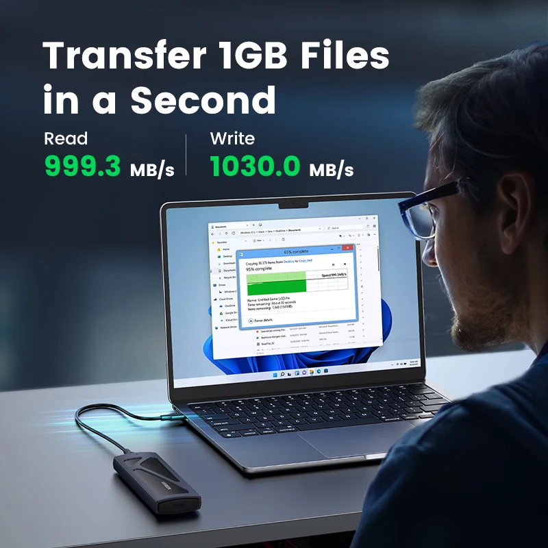Ugreen M.2 Nvme Ssd Case Adaptador 10gbps Usb c 3.2 Gen2 Ferramenta-livre Externo Gabinete Leitor Nvme Suporta m e b & m Chaves - Imagem 6