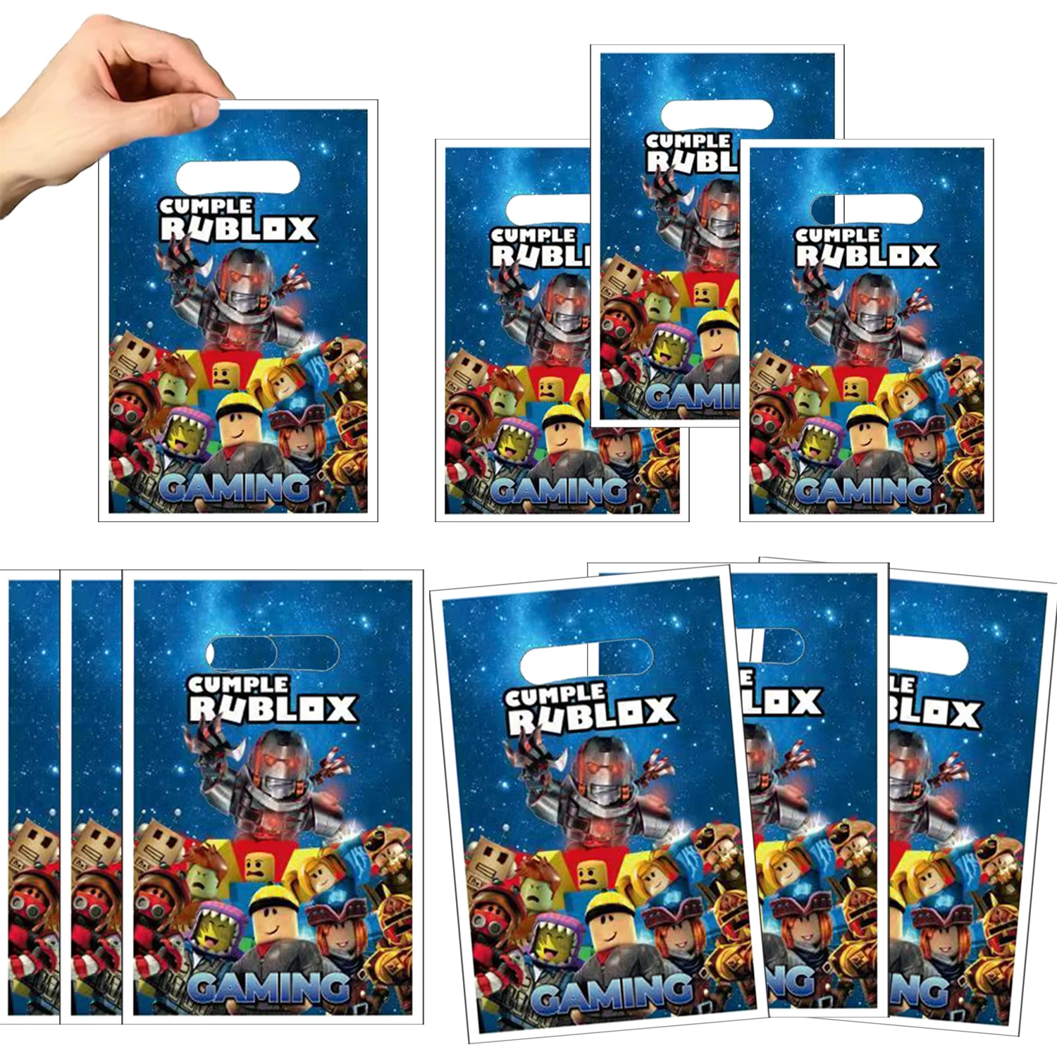 10/20/30pcs 로블록스 게임 생일 파티 캔디 선물 가방 플라스틱 핸드백 생일 파티 장식 어린이 성인 선물