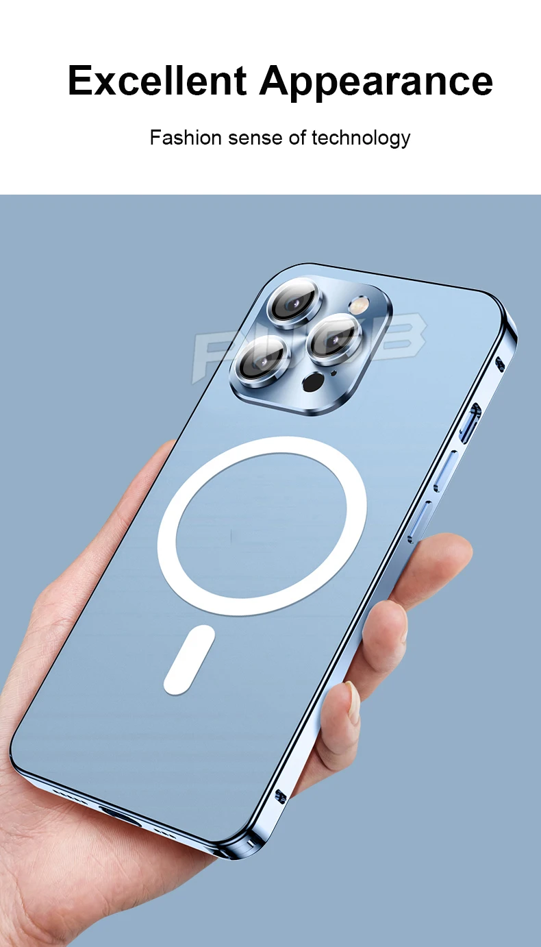 Luxury Magnetic Wireless Charging Aluminum Metal Bumper Case For iPhone 11 12 13 Pro Max Matte Transparent Lens Protector Cover best iphone 12 mini case