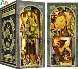Vintage Car DIY Wooden Puzzle Book Nook Kit - Unique Bookshelf Insert and Decorative Bookend Gift (Dark Khaki)