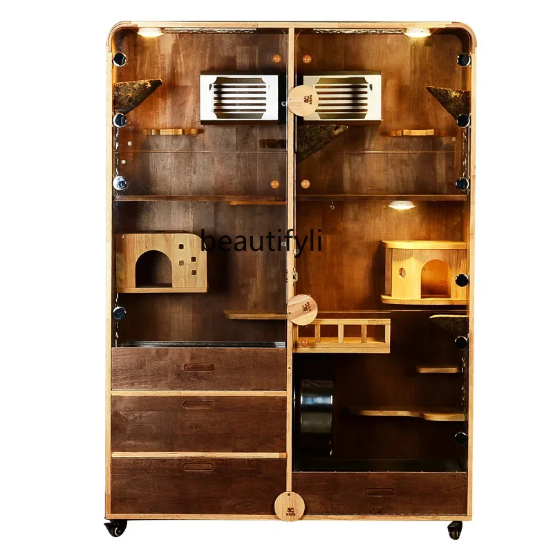 

Solid Wood Household Ice Mat Cooling Pet Cabinet Oversized Villa with Air Conditioner