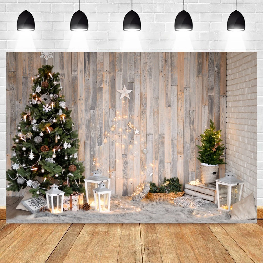 TENCOW Sfondo Fotografico Natale 2.4x1.8m – Finestra Con Albero, Babbo Natale E Neve – Perfetto Per Foto Di Famiglia E Feste A Tema - 5