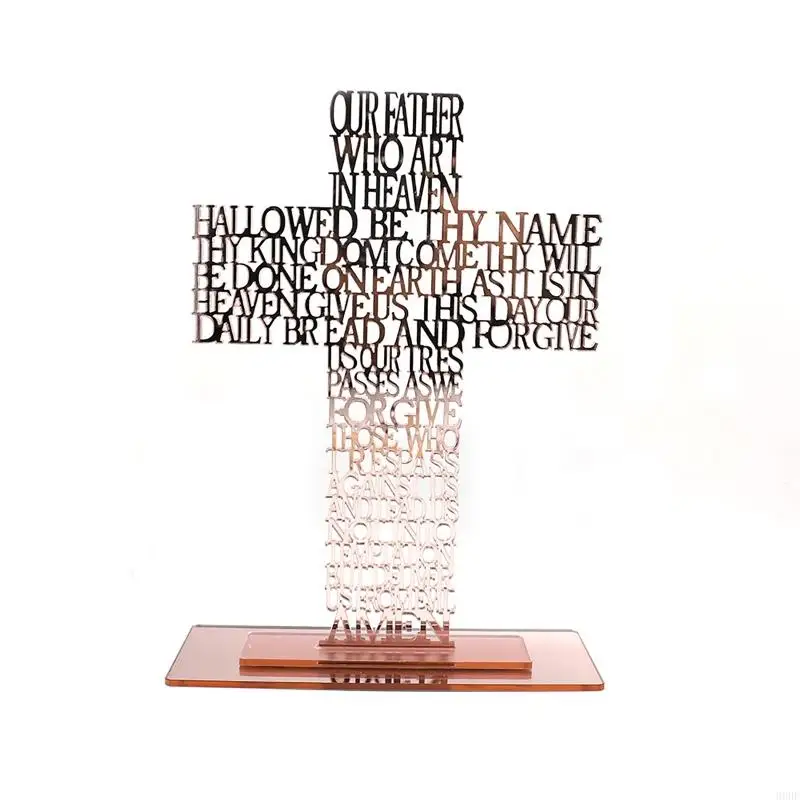 Acrylic Priest Father Scriptures for Cross with Stand Religious Church Standing Crucifix Catholic Prayer Relics Ornament 69HF