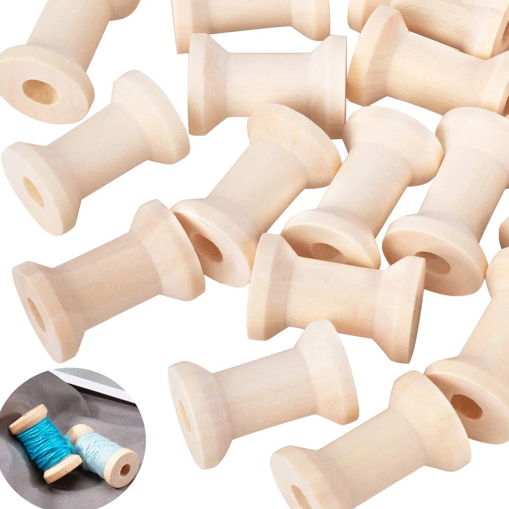 20Pcs/Set Empty Bobbins Wood Sewing Embroidery Thread Spool For Embroidery and Sewing Machines Thread Cord Roll