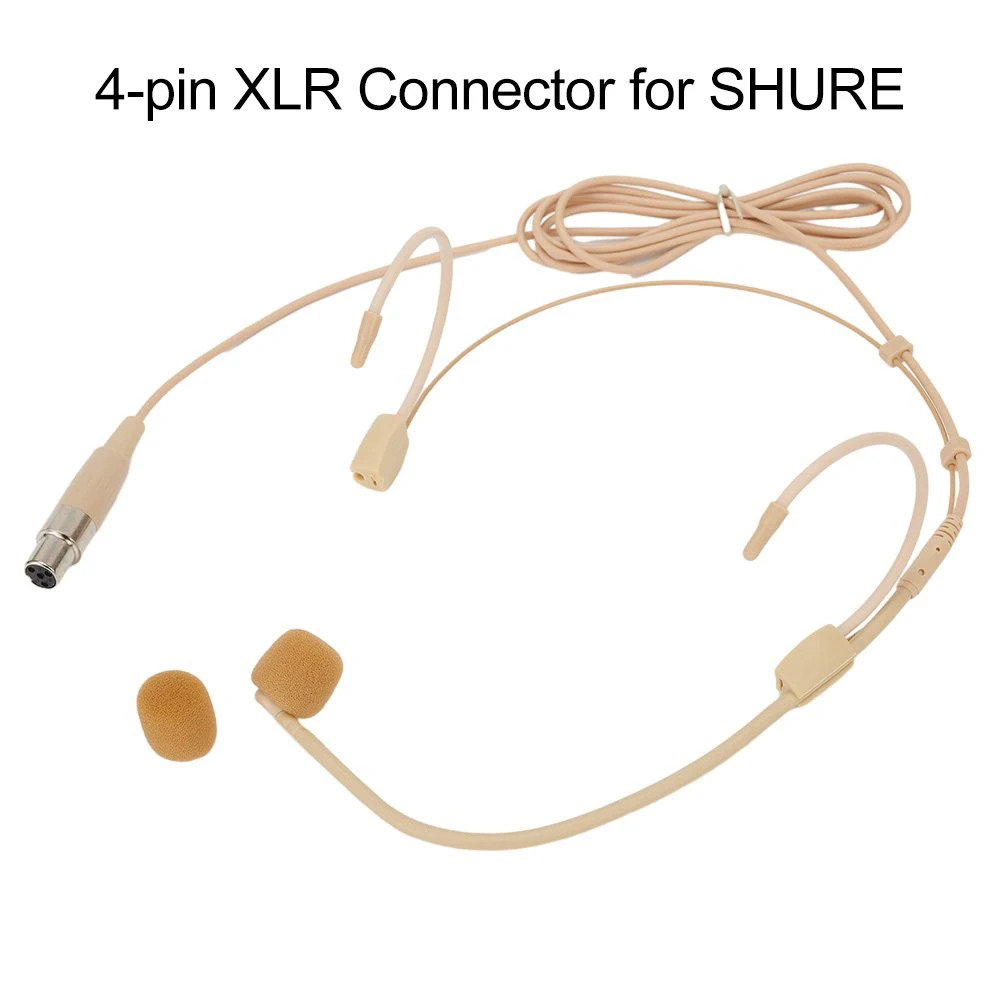 

Однонаправленная XLR 4-контактная гарнитура с микрофоном для беспроводного бежевого цвета, надеть беспроводной микрофон на голову