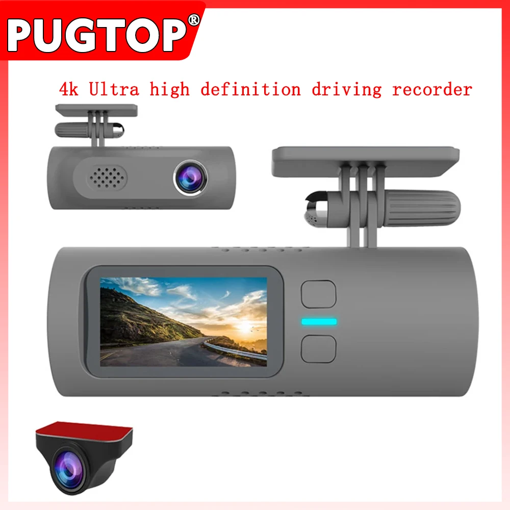 

4K Car Dash Cam UHD Driving Recorder Panoramic Night Vision for Cars Front Rear Dual Lens DVR Wide angle Voice Control