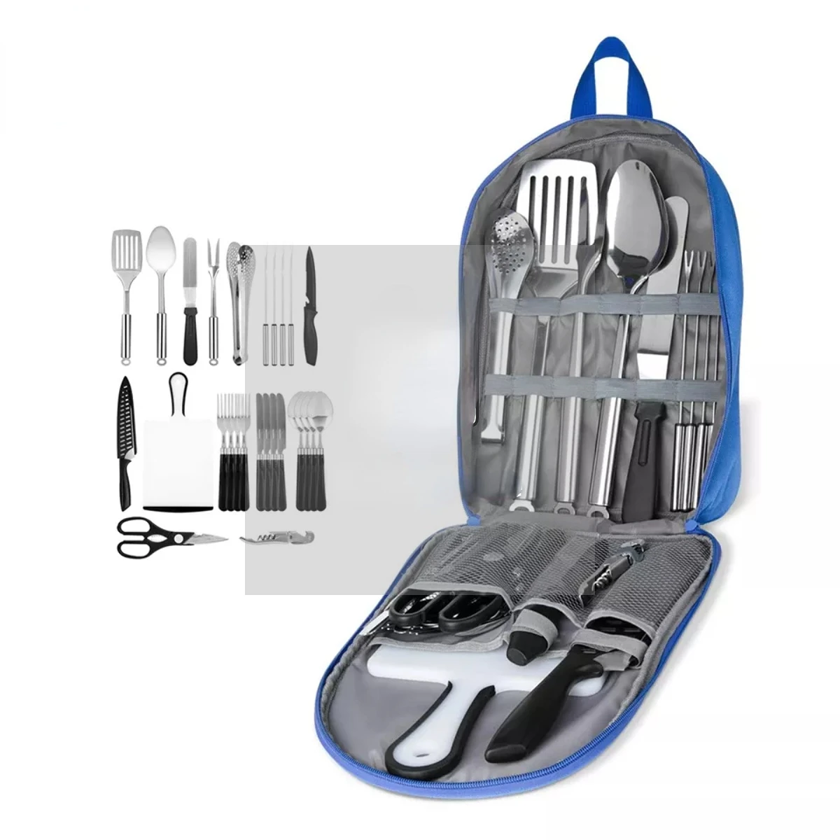 

Portable Camping Kitchen Utensil Set 27 Piece Grilling Utensil Organizer Travel Set camping accessories