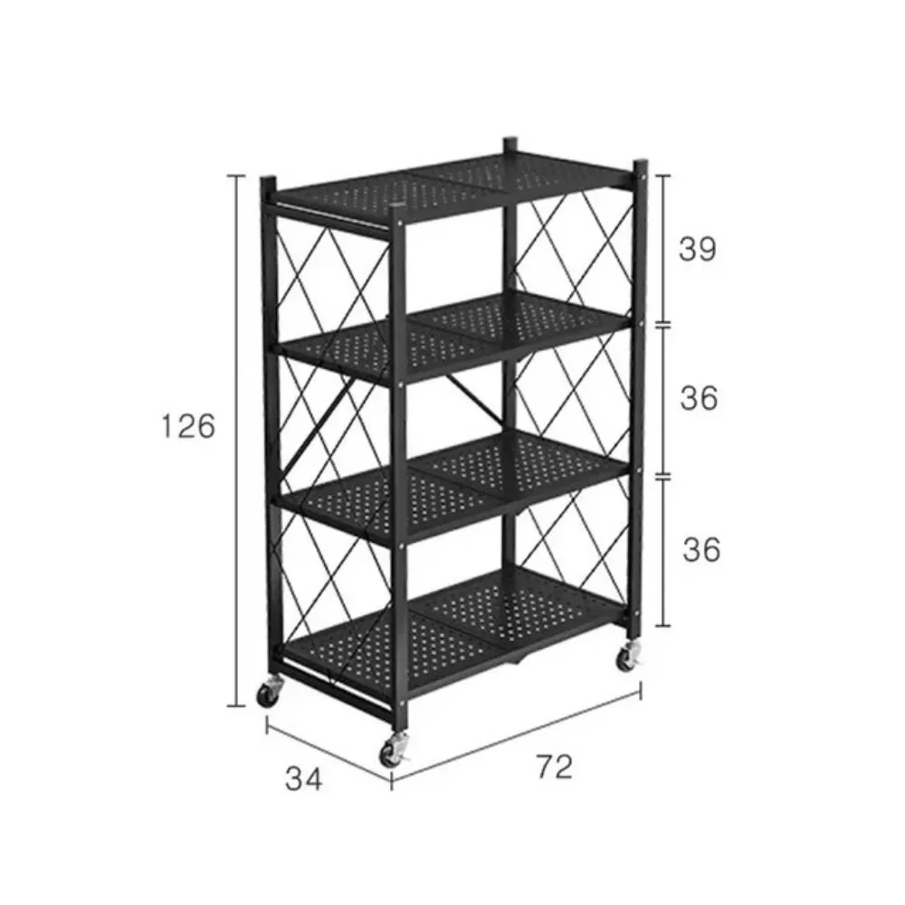 Foldable Large Iron Frame Storage Foldable Large Iron Frame Storage Rack Multilayer Kitchen Metal Display Shelf Metal Rack Shelf
