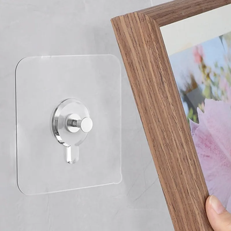 Strong Adhesive Hooks Picture Frame Holder Poster Clock No Drilling Hooks Home Kitchen Bathroom Waterproof Hanger Screw